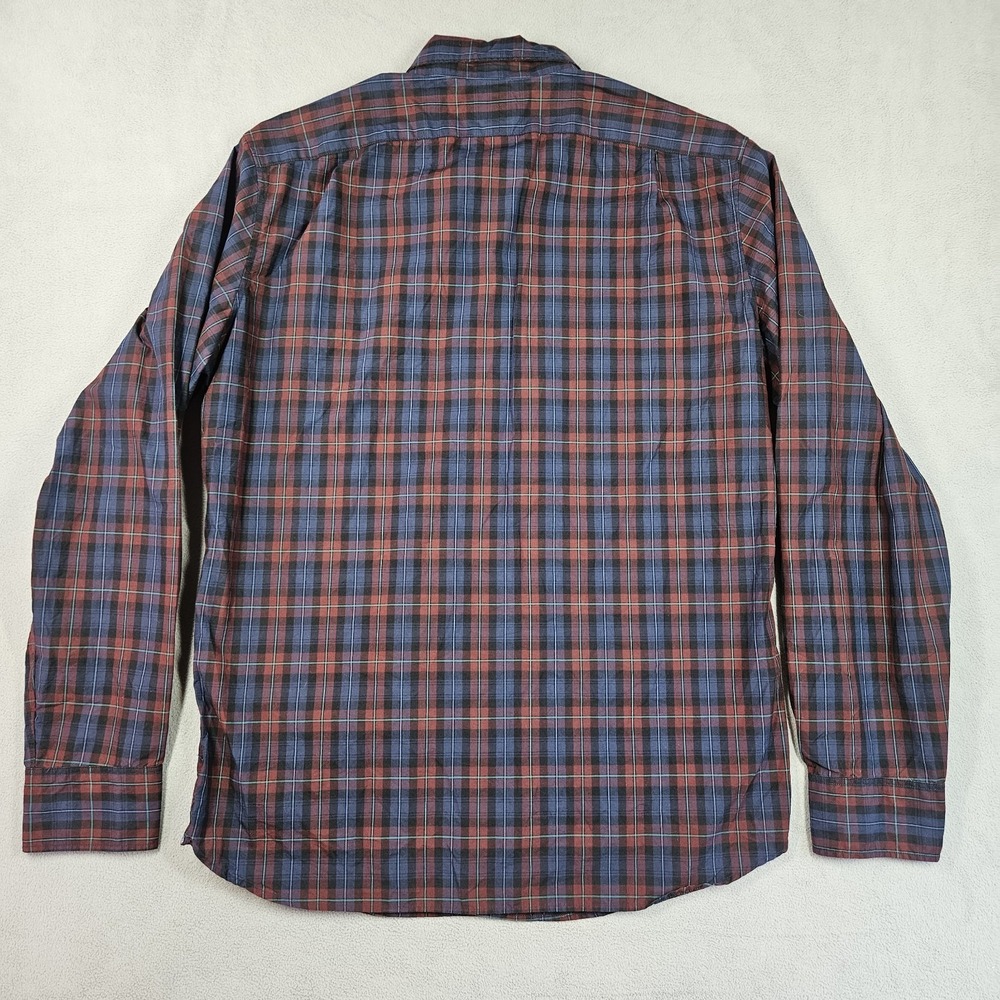 J. Crew Shirt Men Large Button Down Plaid Red Blue Slim 2 Ply Cotton Secret Wash - Picture 6 of 10